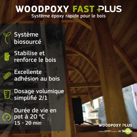 WOODPOXY FAST PLUS - Résine époxy biosourcée pour stratification & collage bois