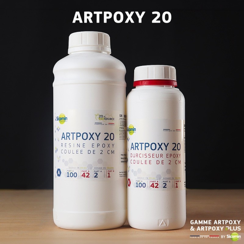 Artpox 20 - Résine époxy biosourcée pour coulée jusqu'à 2cm