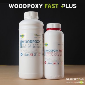 WOODPOXY FAST PLUS - Résine époxy biosourcée pour stratification & collage bois - Kit de 1 kg