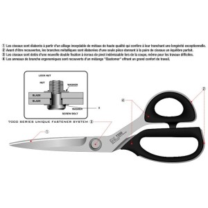 Grey serrated-scissors for cutting Kevlar, Carbon, Glass 9.5 inches series 7000